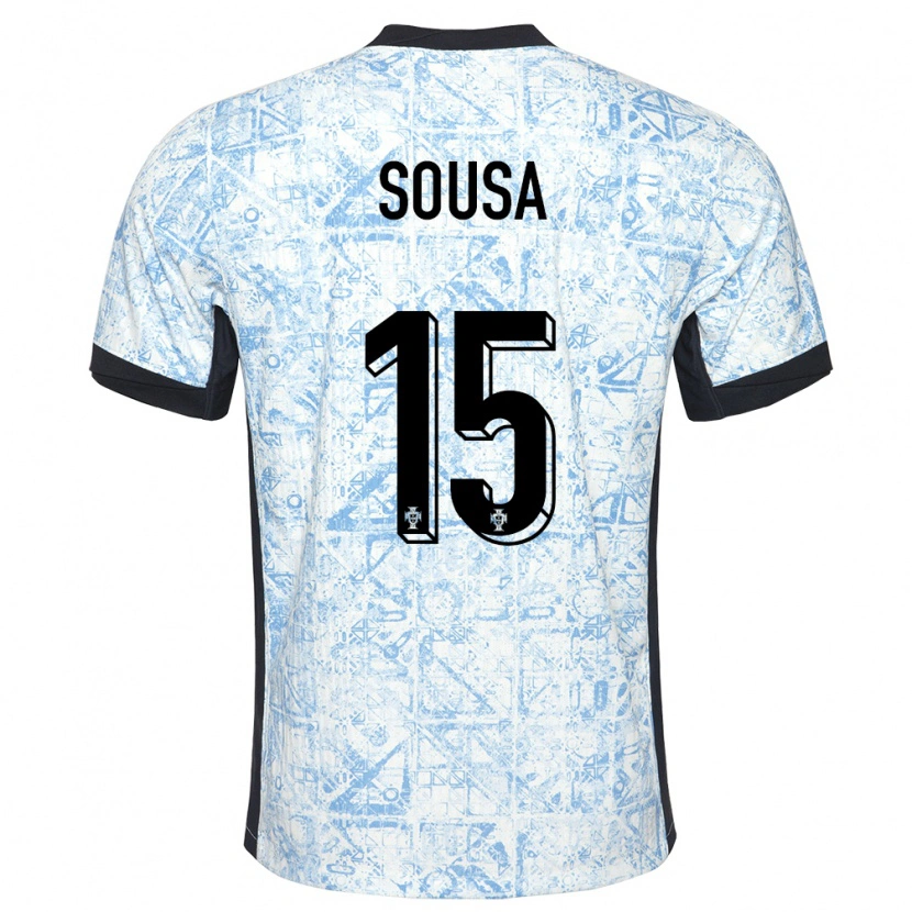 Danxen Niño Camiseta Portugal Diogo Sousa #15 Crema Azul 2ª Equipación 24-26 La Camisa México