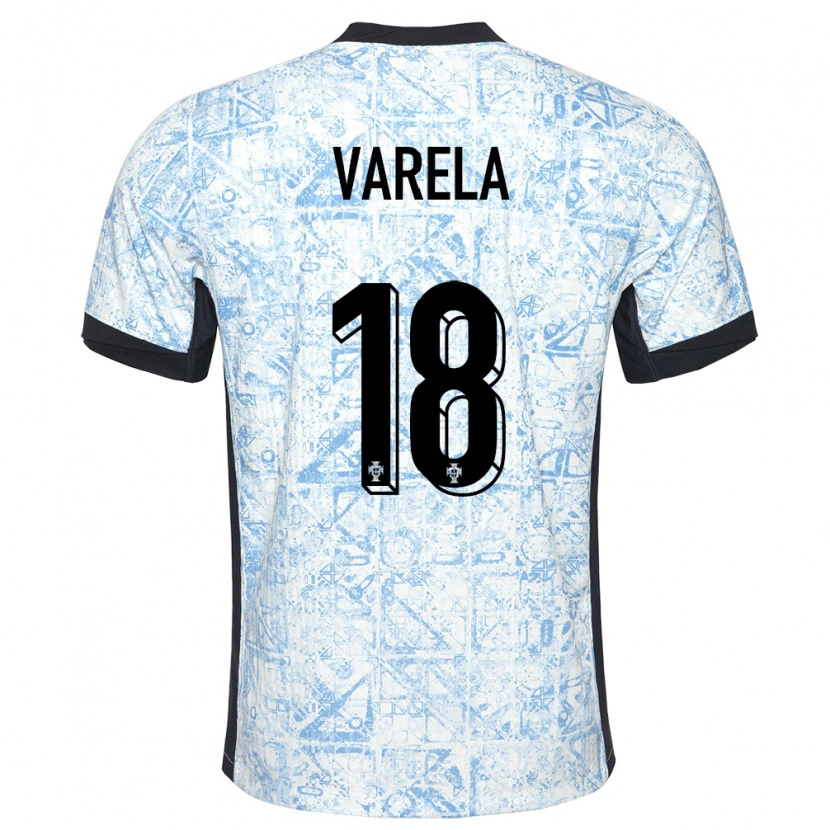 Danxen Niño Camiseta Portugal Keyan Varela #18 Crema Azul 2ª Equipación 24-26 La Camisa México