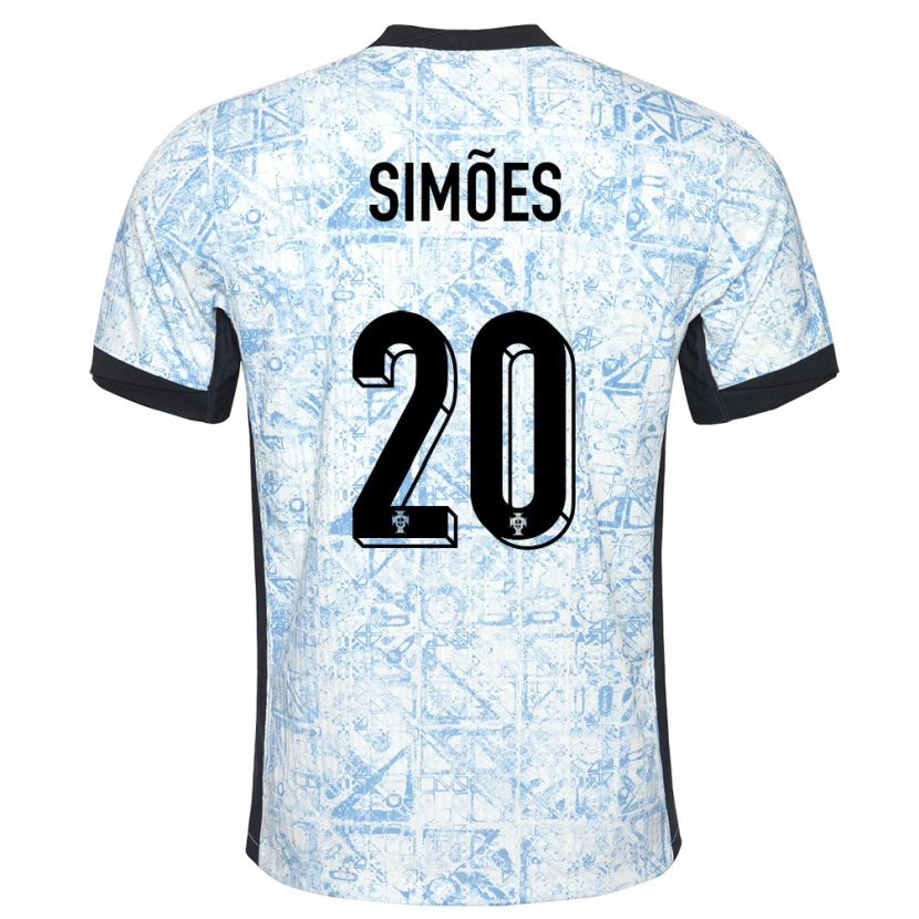 Danxen Niño Camiseta Portugal Francisco Simões #20 Crema Azul 2ª Equipación 24-26 La Camisa México