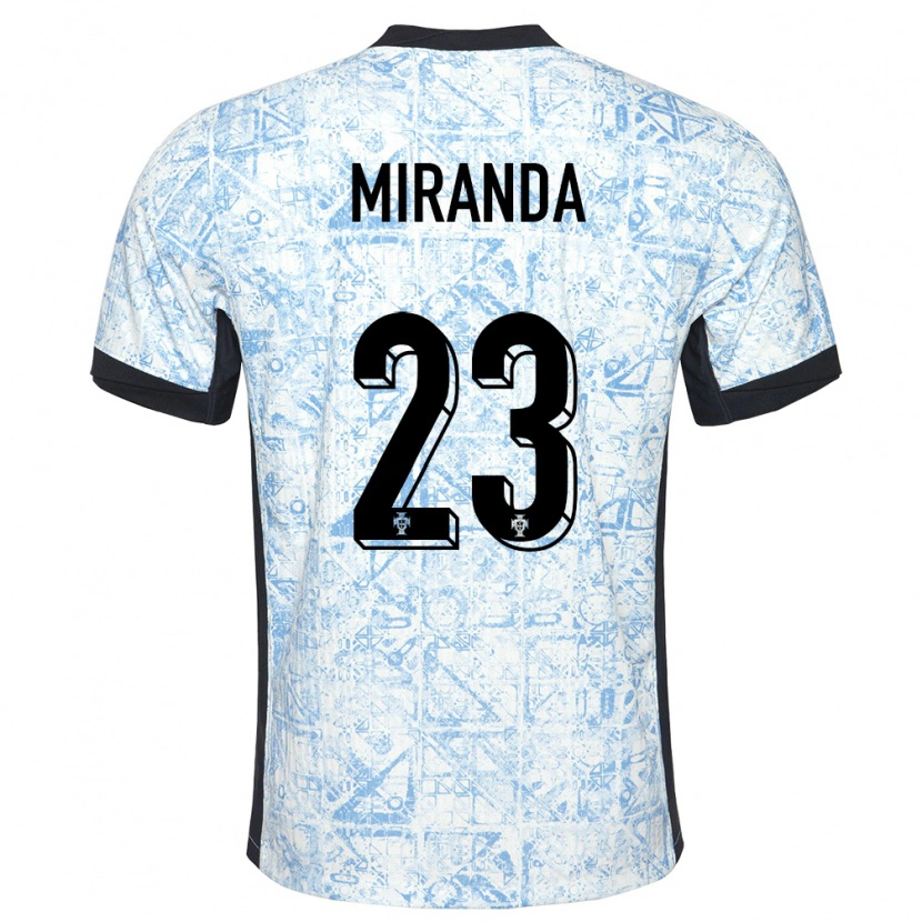 Danxen Niño Camiseta Portugal João Miranda #23 Crema Azul 2ª Equipación 24-26 La Camisa México