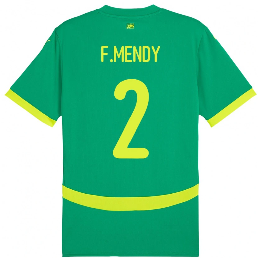 Danxen Niño Camiseta Senegal Formose Mendy #2 Verde 2ª Equipación 24-26 La Camisa México