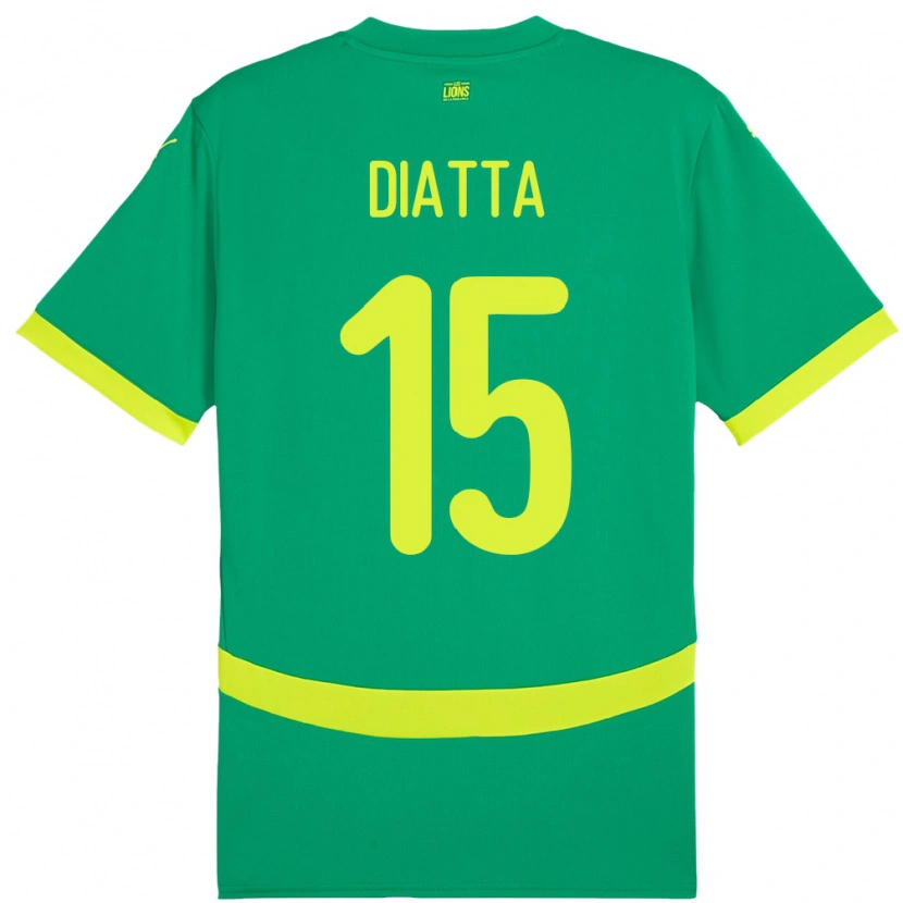 Danxen Niño Camiseta Senegal Krépin Diatta #15 Verde 2ª Equipación 24-26 La Camisa México