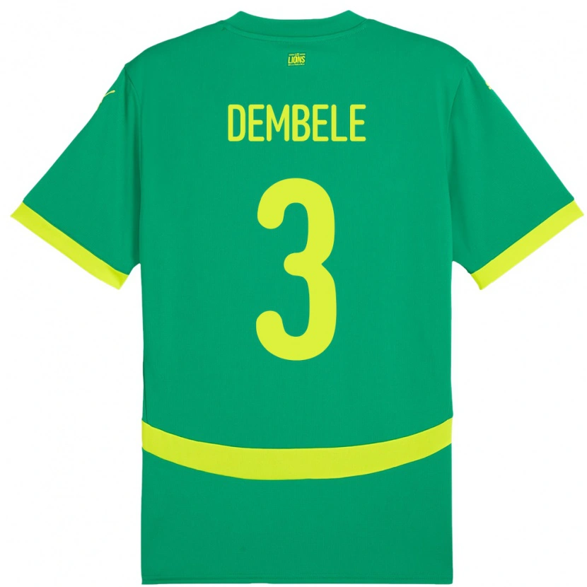 Danxen Niño Camiseta Senegal Anta Dembele #3 Verde 2ª Equipación 24-26 La Camisa México
