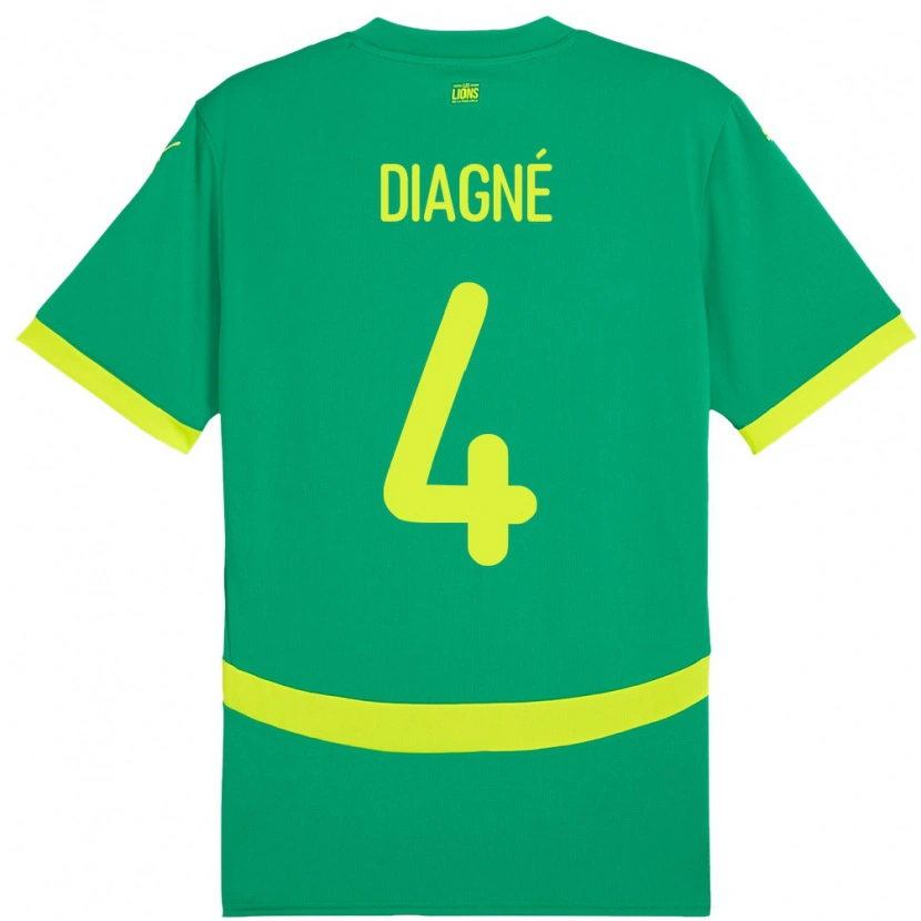 Danxen Niño Camiseta Senegal Cavin Diagne #4 Verde 2ª Equipación 24-26 La Camisa México