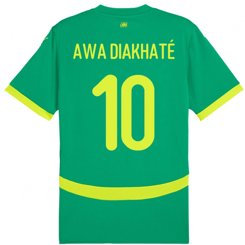 Danxen Niño Camiseta Senegal Ndeye Awa Diakhate #10 Verde 2ª Equipación 24-26 La Camisa México