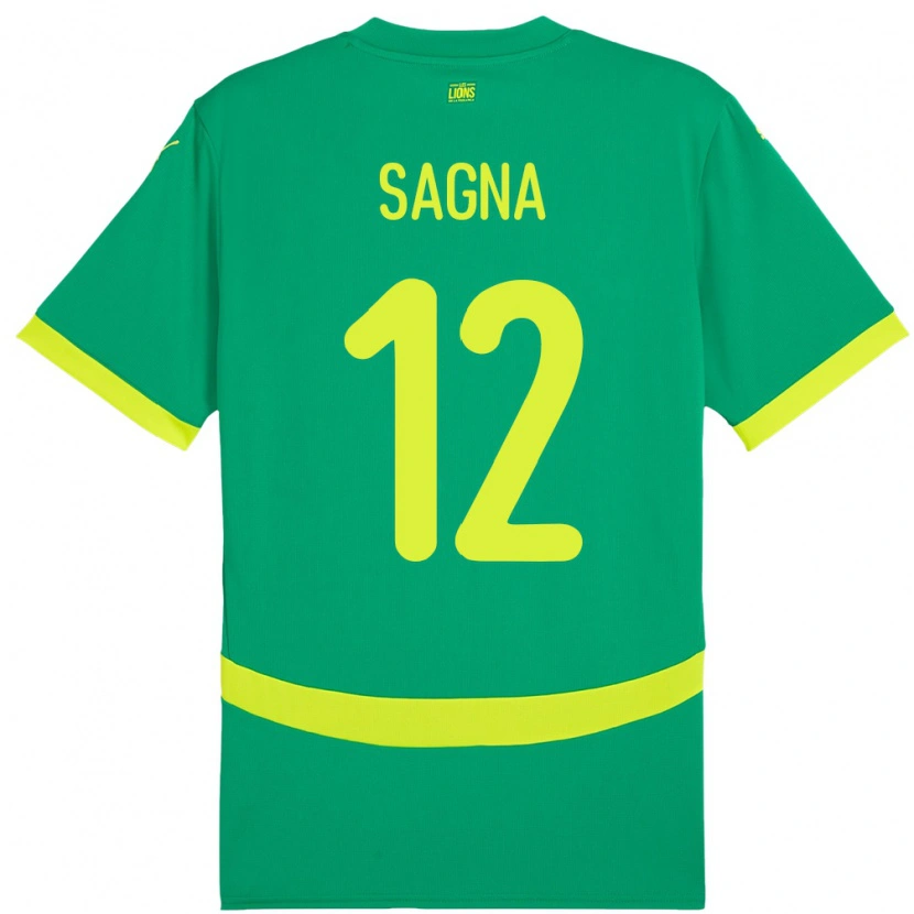 Danxen Niño Camiseta Senegal Safietou Sagna #12 Verde 2ª Equipación 24-26 La Camisa México