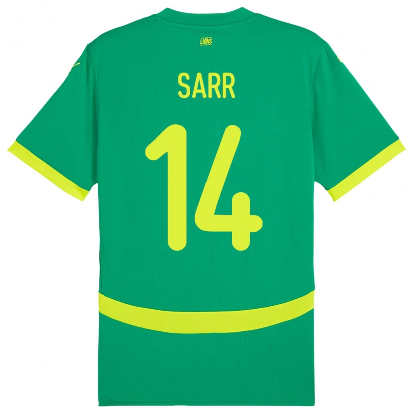 Danxen Niño Camiseta Senegal Pape Sarr #14 Verde 2ª Equipación 24-26 La Camisa México