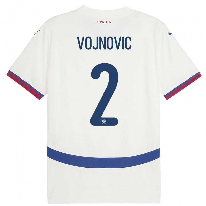 Danxen Niño Camiseta Serbia Jovan Vojnovic #2 Blanco 2ª Equipación 24-26 La Camisa México