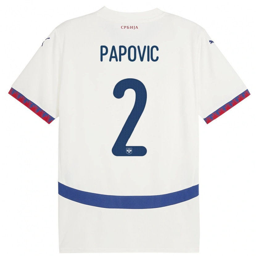 Danxen Niño Camiseta Serbia Niksa Papovic #2 Blanco 2ª Equipación 24-26 La Camisa México