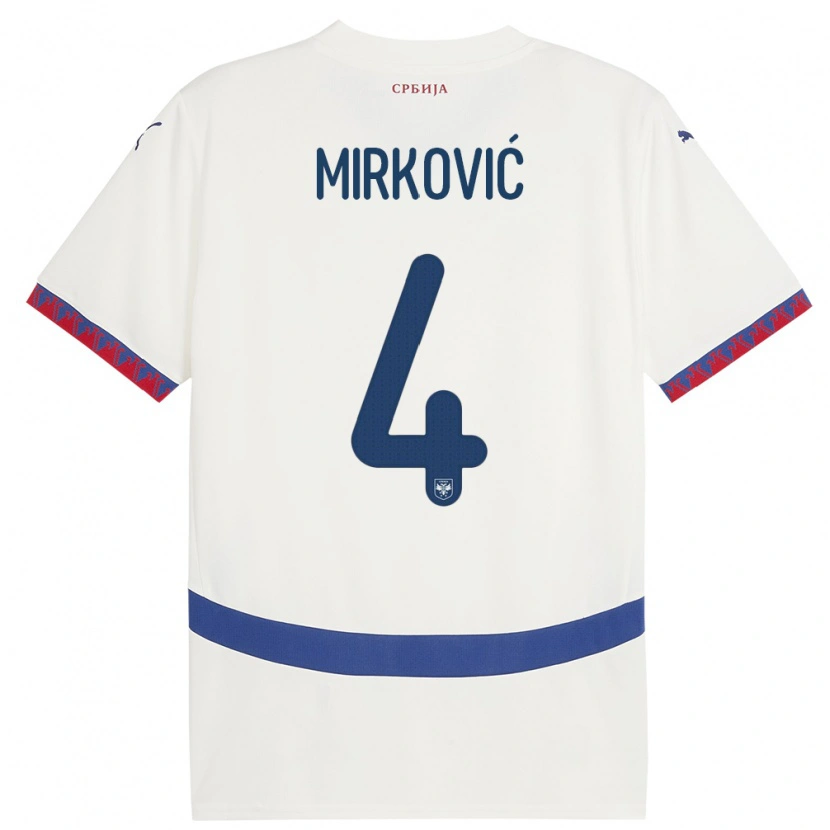 Danxen Niño Camiseta Serbia Nemanja Mirković #4 Blanco 2ª Equipación 24-26 La Camisa México