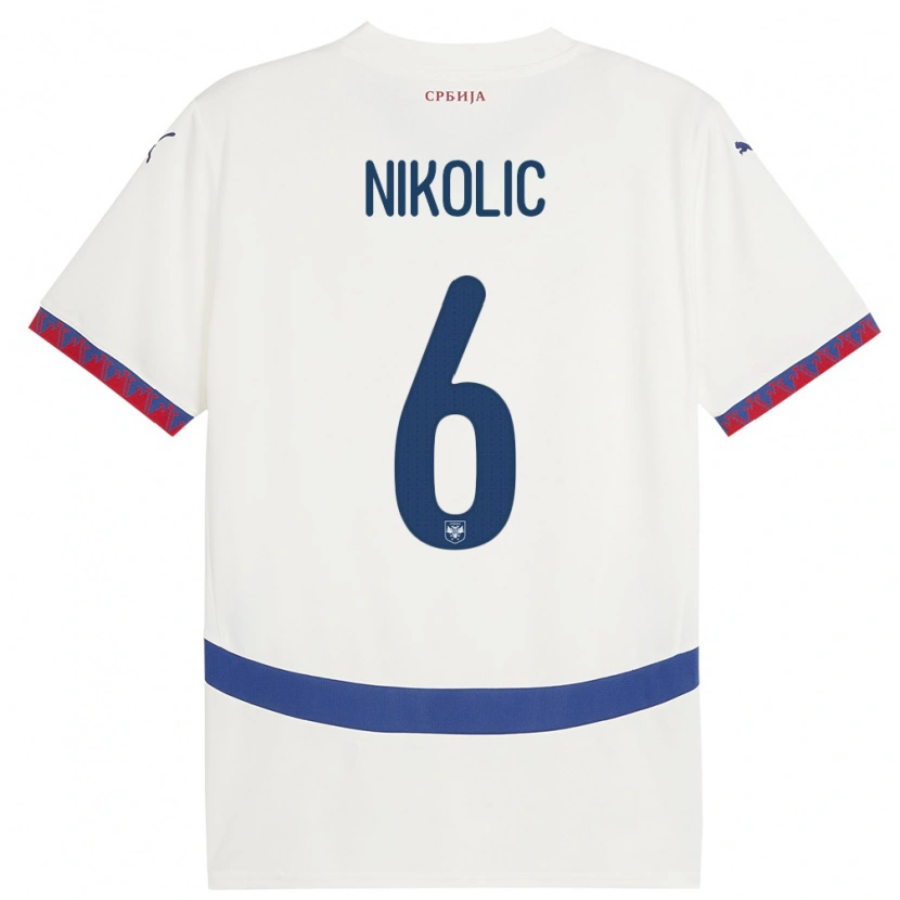 Danxen Niño Camiseta Serbia Lazar Nikolic #6 Blanco 2ª Equipación 24-26 La Camisa México