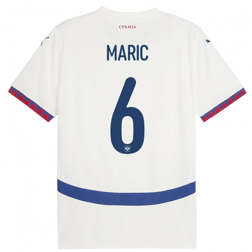 Danxen Niño Camiseta Serbia Andrew Maric #6 Blanco 2ª Equipación 24-26 La Camisa México