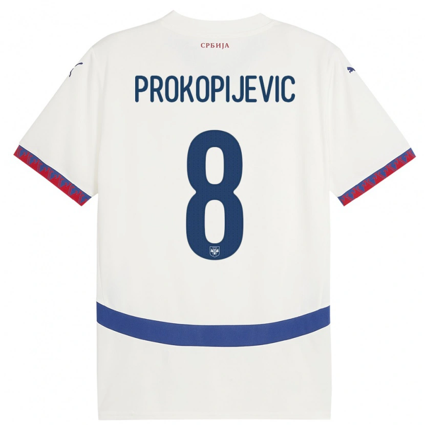 Danxen Niño Camiseta Serbia Mateja Prokopijevic #8 Blanco 2ª Equipación 24-26 La Camisa México