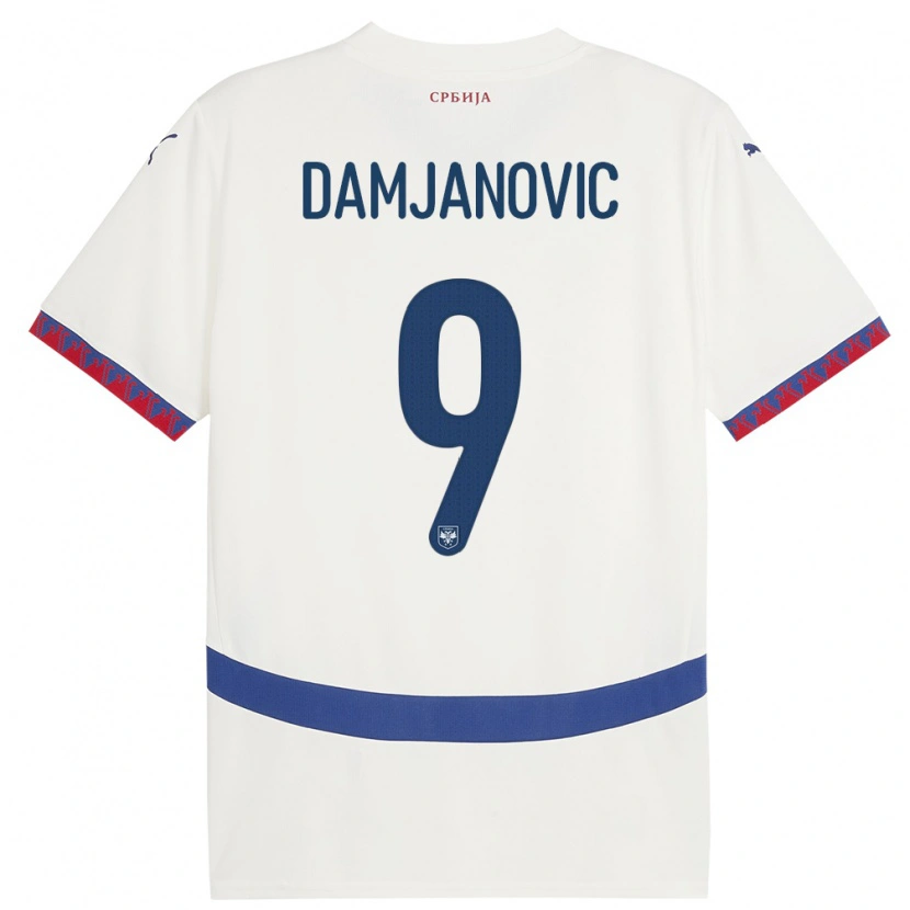Danxen Niño Camiseta Serbia Aleksa Damjanovic #9 Blanco 2ª Equipación 24-26 La Camisa México
