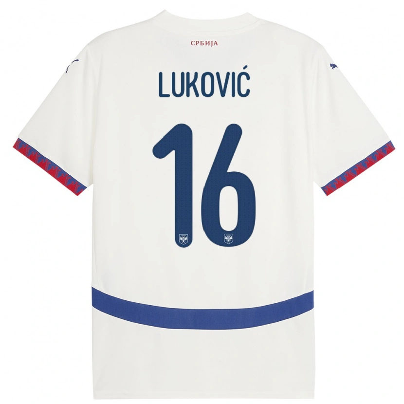 Danxen Niño Camiseta Serbia Milos Lukovic #16 Blanco 2ª Equipación 24-26 La Camisa México
