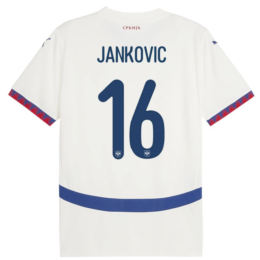 Danxen Niño Camiseta Serbia Dimitrije Jankovic #16 Blanco 2ª Equipación 24-26 La Camisa México