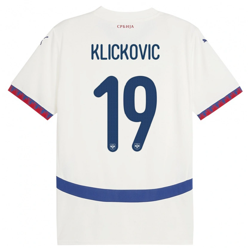 Danxen Niño Camiseta Serbia Maksim Klickovic #19 Blanco 2ª Equipación 24-26 La Camisa México