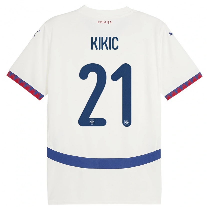 Danxen Niño Camiseta Serbia Uros Kikic #21 Blanco 2ª Equipación 24-26 La Camisa México