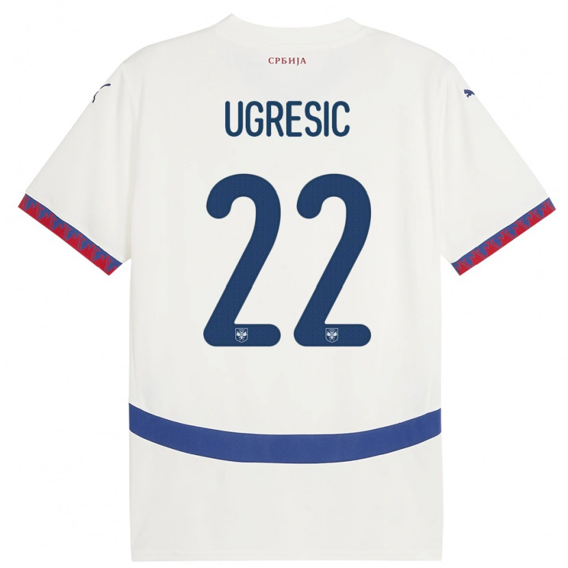 Danxen Niño Camiseta Serbia Ognjen Ugresic #22 Blanco 2ª Equipación 24-26 La Camisa México