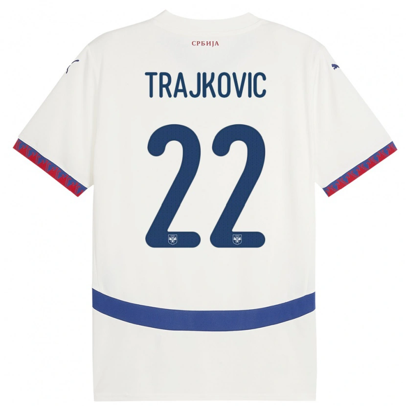 Danxen Niño Camiseta Serbia Aleksa Trajkovic #22 Blanco 2ª Equipación 24-26 La Camisa México