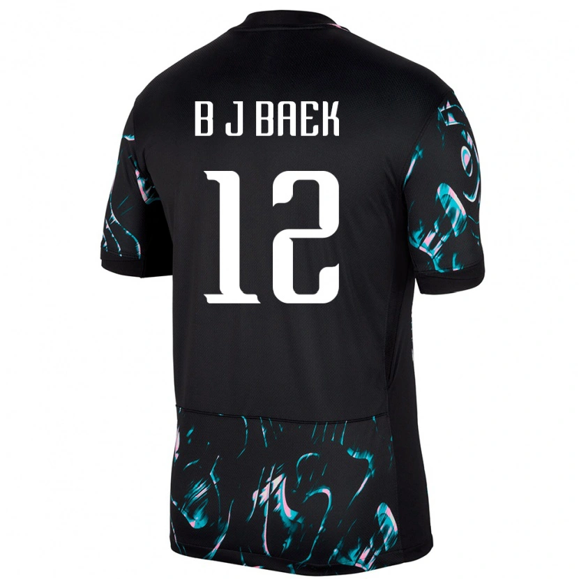 Danxen Niño Camiseta Corea Del Sur Jong-Beom Baek #12 Negro 2ª Equipación 24-26 La Camisa México