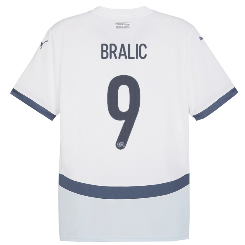 Danxen Niño Camiseta Suiza Josip Bralic #9 Blanco 2ª Equipación 24-26 La Camisa México