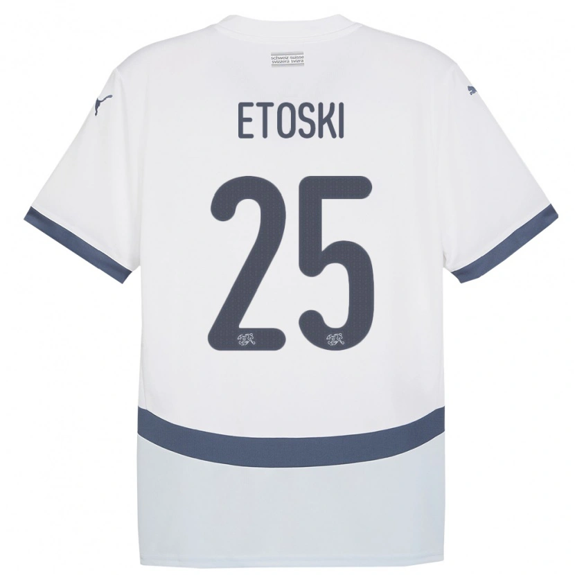 Danxen Niño Camiseta Suiza Edin Etoski #25 Blanco 2ª Equipación 24-26 La Camisa México
