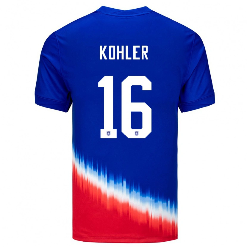 Danxen Niño Camiseta Estados Unidos Ethan Kohler #16 Azul 2ª Equipación 24-26 La Camisa México