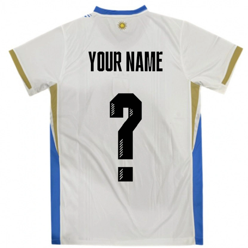 Danxen Niño Camiseta Uruguay Su Nombre #0 Blanco Azul 2ª Equipación 24-26 La Camisa México