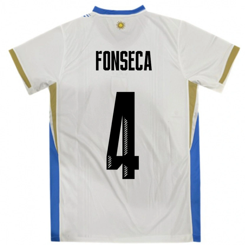 Danxen Niño Camiseta Uruguay Nicolás Fonseca #4 Blanco Azul 2ª Equipación 24-26 La Camisa México