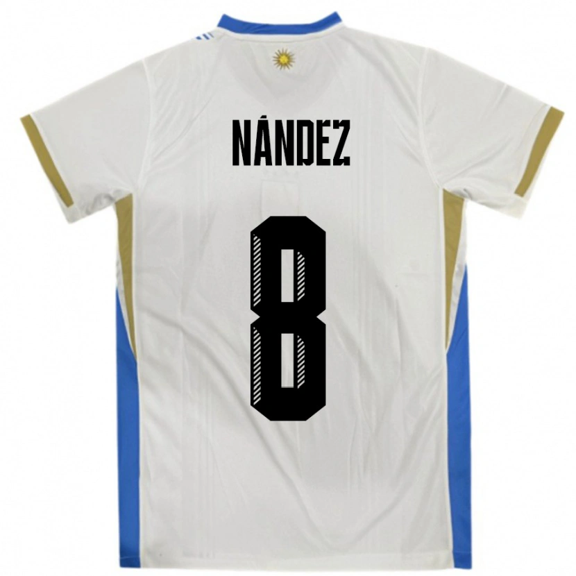 Danxen Niño Camiseta Uruguay Nahitan Nández #8 Blanco Azul 2ª Equipación 24-26 La Camisa México