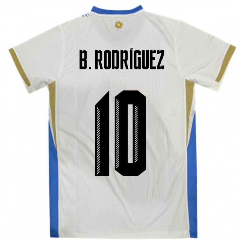Danxen Niño Camiseta Uruguay Brian Rodríguez #10 Blanco Azul 2ª Equipación 24-26 La Camisa México