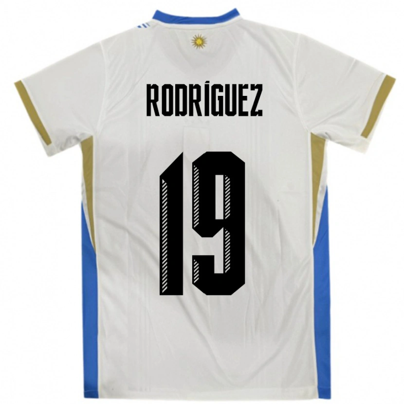 Danxen Niño Camiseta Uruguay Luciano Rodríguez #19 Blanco Azul 2ª Equipación 24-26 La Camisa México
