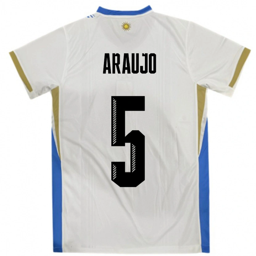Danxen Niño Camiseta Uruguay César Araújo #5 Blanco Azul 2ª Equipación 24-26 La Camisa México