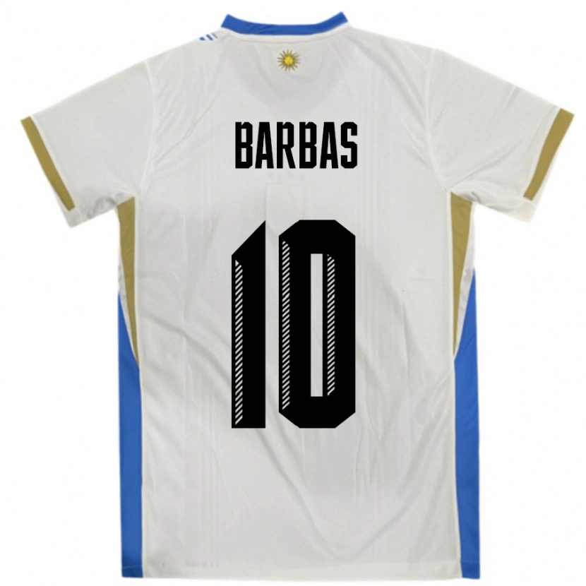 Danxen Niño Camiseta Uruguay Germán Barbas #10 Blanco Azul 2ª Equipación 24-26 La Camisa México