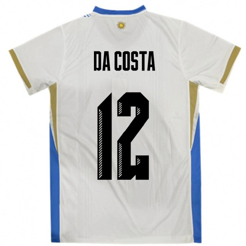 Danxen Niño Camiseta Uruguay Paulo Da Costa #12 Blanco Azul 2ª Equipación 24-26 La Camisa México