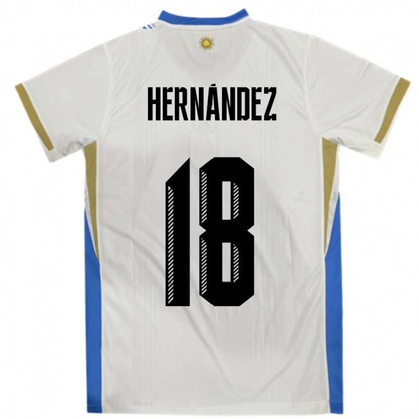 Danxen Niño Camiseta Uruguay Tomás Hernández #18 Blanco Azul 2ª Equipación 24-26 La Camisa México