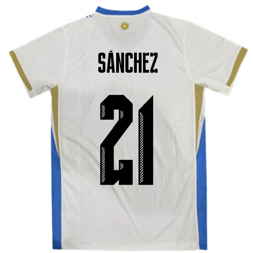 Danxen Niño Camiseta Uruguay Renzo Sánchez #21 Blanco Azul 2ª Equipación 24-26 La Camisa México