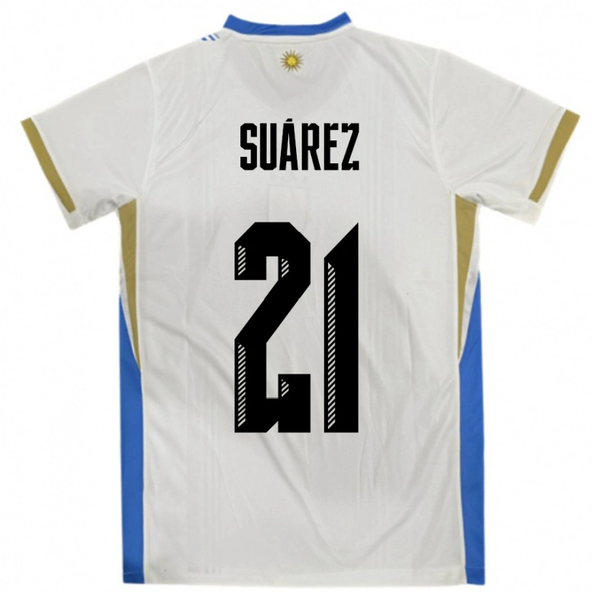 Danxen Niño Camiseta Uruguay Pablo Suárez #21 Blanco Azul 2ª Equipación 24-26 La Camisa México