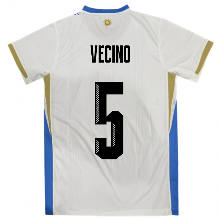 Danxen Niño Camiseta Uruguay Matias Vecino #5 Blanco Azul 2ª Equipación 24-26 La Camisa México