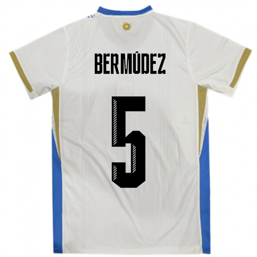 Danxen Niño Camiseta Uruguay Karol Bermudez #5 Blanco Azul 2ª Equipación 24-26 La Camisa México