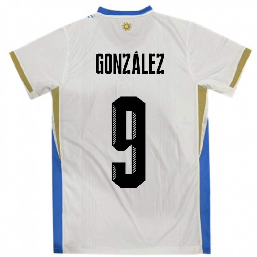 Danxen Niño Camiseta Uruguay Pamela Gonzalez #9 Blanco Azul 2ª Equipación 24-26 La Camisa México