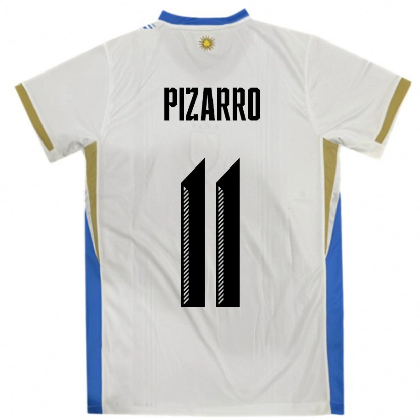 Danxen Niño Camiseta Uruguay Esperanza Pizarro #11 Blanco Azul 2ª Equipación 24-26 La Camisa México