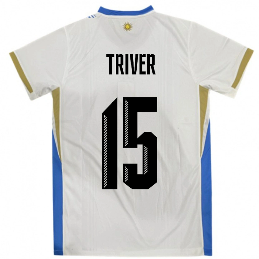 Danxen Niño Camiseta Uruguay Francisco Triver #15 Blanco Azul 2ª Equipación 24-26 La Camisa México
