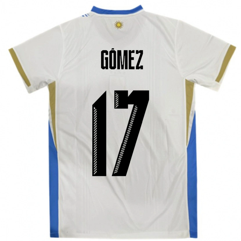 Danxen Niño Camiseta Uruguay Cecilia Gomez #17 Blanco Azul 2ª Equipación 24-26 La Camisa México