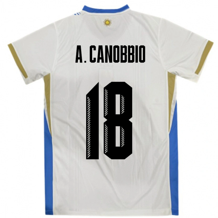 Danxen Niño Camiseta Uruguay Agustin Canobbio #18 Blanco Azul 2ª Equipación 24-26 La Camisa México