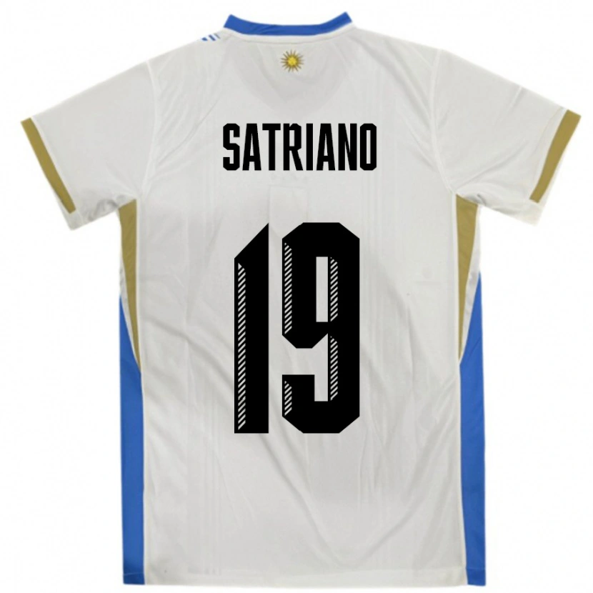 Danxen Niño Camiseta Uruguay Martin Satriano #19 Blanco Azul 2ª Equipación 24-26 La Camisa México