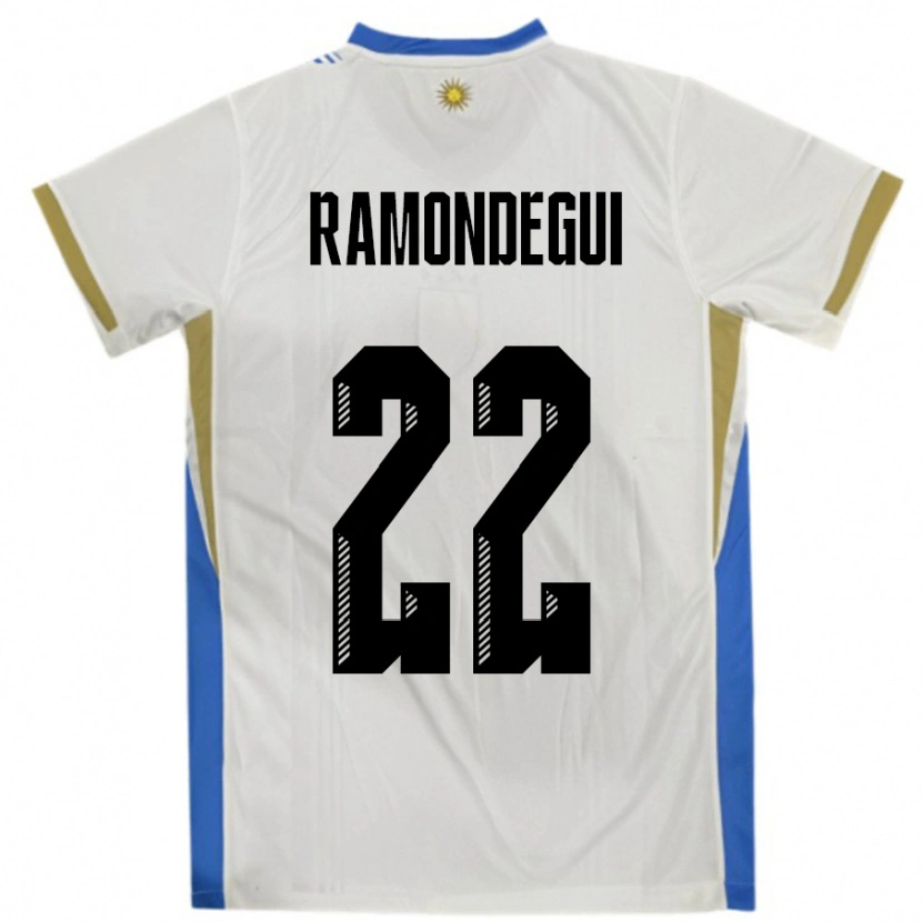 Danxen Niño Camiseta Uruguay Sofia Ramondegui #22 Blanco Azul 2ª Equipación 24-26 La Camisa México