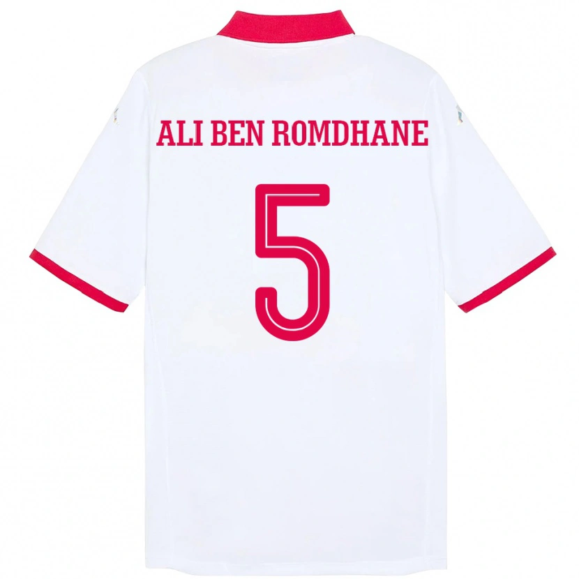 Danxen Niño Camiseta Túnez Mohamed Ali Ben Romdhane #5 Blanco 2ª Equipación 24-26 La Camisa México