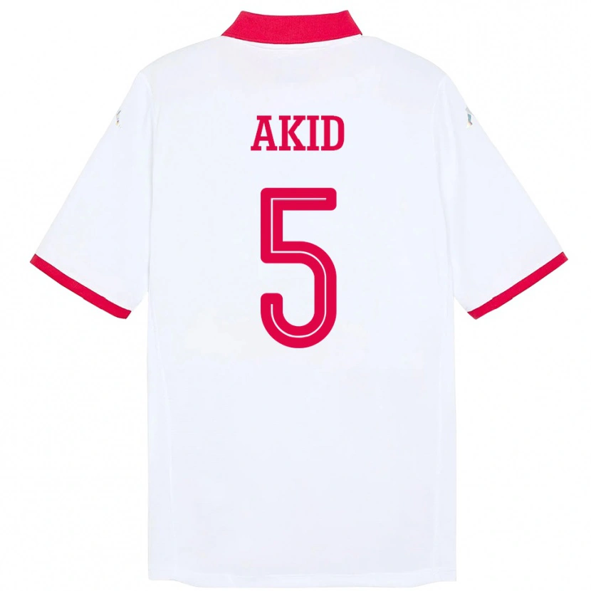 Danxen Niño Camiseta Túnez Abdessalem Akid #5 Blanco 2ª Equipación 24-26 La Camisa México